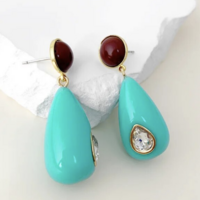 Candy Color Water Drop Zircon Dangle Drop Earrings - Thumbnail 2