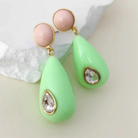 Candy Color Water Drop Zircon Dangle Drop Earrings - Thumbnail 5