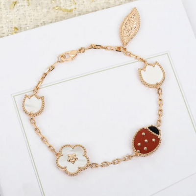 Lady bug and clover charm bracelet