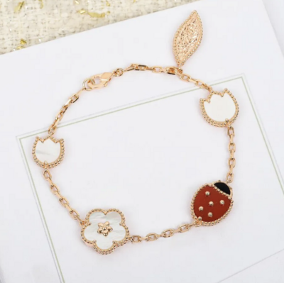 Lady Bug and Clover Charm Bracelet