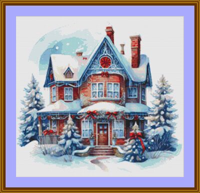 Winter House Cross Stitch Pattern