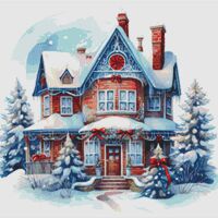 Winter House Cross Stitch Pattern - Thumbnail 1