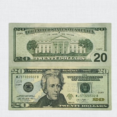 Fake money 250 pieces x $20 double sided prop dollar ,full print  replica bills for movie,video,gift,play game