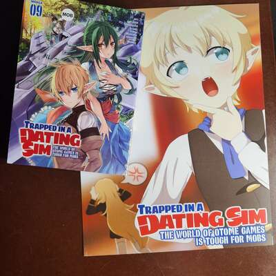 Trapped in a dating sim bundle, 1 signed print, 1 video recording by jacob eiseman (english va for kyle)