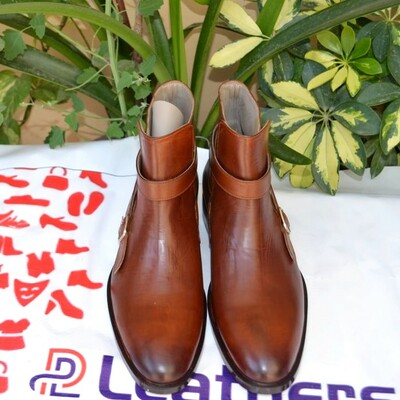 Crafted leather handmade brown leather jodhpur style boot - Thumbnail 4