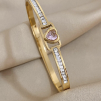 Heart CZ Gold tone Bangle  - Thumbnail 1
