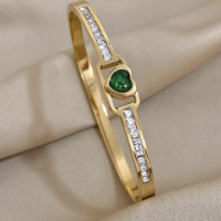 Heart CZ Gold tone Bangle  - Thumbnail 2