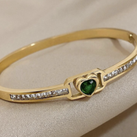 Heart CZ Gold tone Bangle  - Thumbnail 3