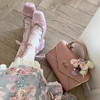 Silk Pink Balletcore Pumps High Heels - Thumbnail 3