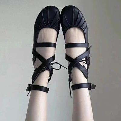 Cross strap ballet style flats shoes