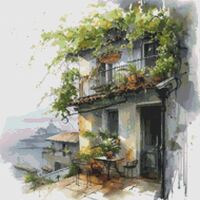 Terrace Cross Stitch Pattern - Thumbnail 1