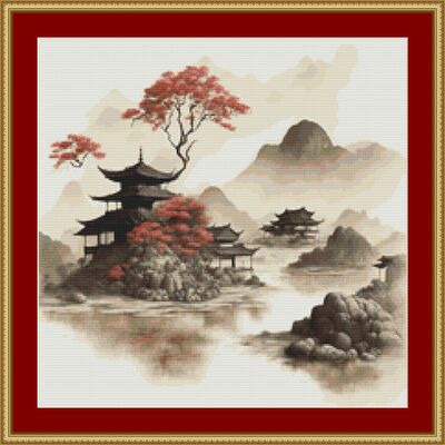 Temples cross stitch pattern