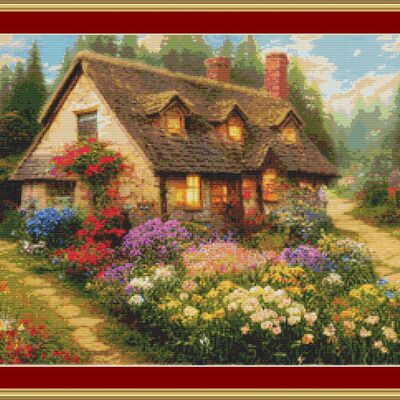 Summer cottage cross stitch pattern