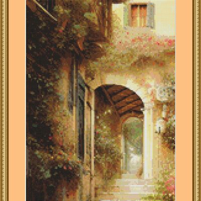 Stone arch cross stitch pattern