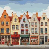 Shops Cross Stitch Pattern - Thumbnail 1