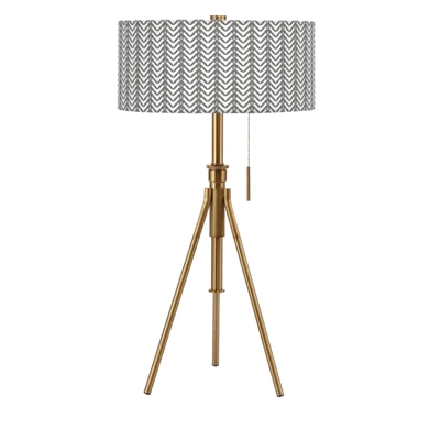 Tripoli adjustable table lamp - farmhouse pattern shades - sbc-tripoli-brass-sanddollar gray - Thumbnail 4