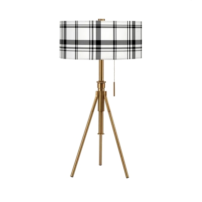 Tripoli adjustable table lamp - farmhouse pattern shades - sbc-tripoli-brass-sanddollar gray