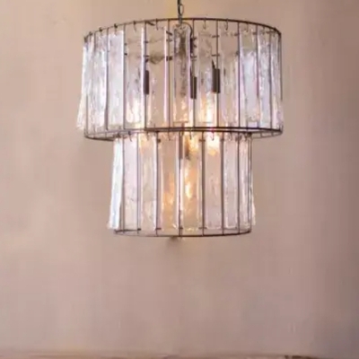 Two tiered round pendant light with glass chimes 20"d x 20"t - cq7411 - Thumbnail 5