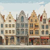 Row Of Shops Cross Stitch Pattern - Thumbnail 1