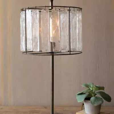 Glass chimes and raw metal table lamp - cq7502 - Thumbnail 5