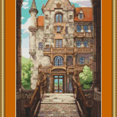 Palace entrance cross stitch pattern