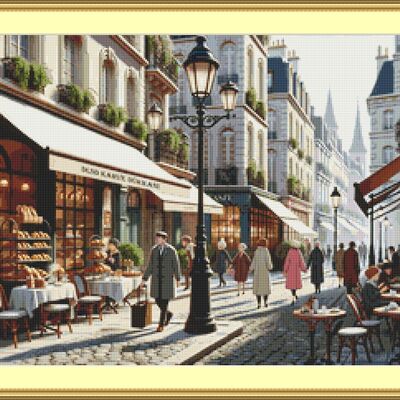 Morning cafes cross stitch pattern