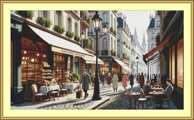 Morning Cafes Cross Stitch Pattern