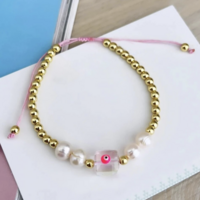 Adjustable Evil eye beaded bracelet  - Thumbnail 3