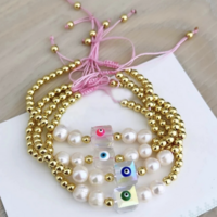 Adjustable Evil eye beaded bracelet  - Thumbnail 4