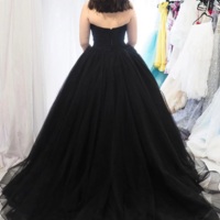 Charming A Line Sweetheart Black Tulle Long Evening Dresses - Thumbnail 1