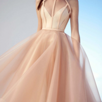 Charming A line Champagne Tulle Homecoming Dresses,Graduation Dress - Thumbnail 1