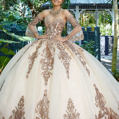 Princess rhinestone beaded trim sequin tulle ball gown prom dresses