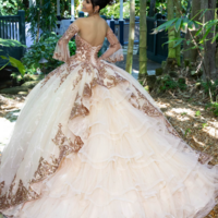 Princess Rhinestone Beaded Trim Sequin Tulle Ball Gown Prom Dresses - Thumbnail 1