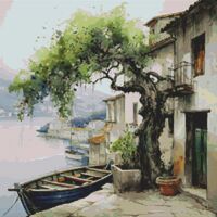 Moored Boat Cross Stitch Pattern - Thumbnail 1