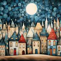 Moonlit Houses Cross Stitch Pattern - Thumbnail 2