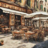 Italian Cafe Cross Stitch Pattern - Thumbnail 1