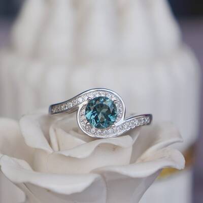 Elegant blue tourmaline ring 925 sterling silver ring us size 6.5 for  woman for lady birthday anniversary gift