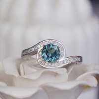 Elegant Blue Tourmaline Ring 925 Sterling Silver Ring US size 6.5 for  Woman for Lady Birthday Anniversary Gift - Thumbnail 3
