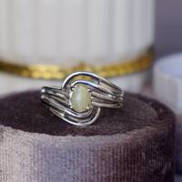 Natural Crysoberyl Cat's Eye Ring 925 Sterling Silver Ring Sharp Chatoyancy Cat's eye Effect (US 5.5) Ring for Women - Thumbnail 2