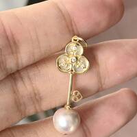 Double-side Design Key Pendant Freshwater Pearl Pendant Mother of Pearl Pendant 925 Sterling Silver Pendant - Thumbnail 1
