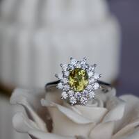 Super Sparkling!!Natural Yellow Mali Garnet Ring 925 Sterling Silver Ring(US size 6) for Engagement for Anniversary for Women - Thumbnail 1