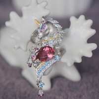 Magic Unicorn Pendant Pink Tourmaline Pendant 925 Sterling Silver Pendant Great Gift(free silver chain gift) - Thumbnail 3