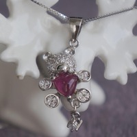 Baby Bear-Natural Pink Tourmaline Pendant 925 Sterling Silver Pendant for Girlfriend for Birthday(free silver chain gift) - Thumbnail 2