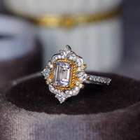 Natural Morganite Ring Octagon Shape Morganite 925 Sterling Silver Ring Classic Design Gift for Women for Girls US Size 6.5 - Thumbnail 1