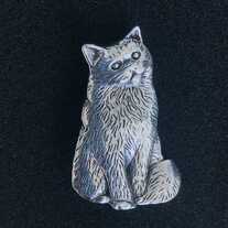 Silver Cat Brooch 925 Sterling Silver Simple Brooch Animal Pin Jewlery for Cat lover