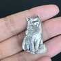 Silver Cat Brooch 925 Sterling Silver Simple Brooch Animal Pin Jewlery for Cat lover-3