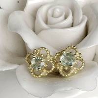 Natural Green Sapphire Earstuds 925 Sterling Silver Stud Earrings Gold Plating Gift for Girl Lady for Woman - Thumbnail 3