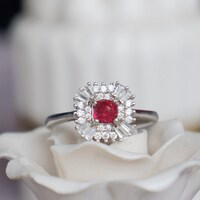 CZ Halo Natural Red Spinel Ring Jedi Spinel 925 Sterling Silver Ring for Women Anniversary Gift Birthday Gift(see description)  US 6 - Thumbnail 1