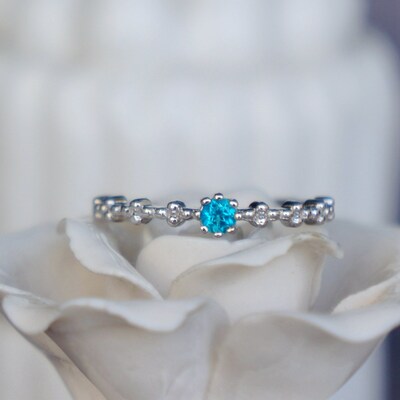 Only 1pcs- exquisite paraiba color natural apatite ring 925 sterling silver ring great gift for girls us size 6.5 or 6 1/2