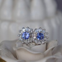 Super Sparkling Natural Tanzanite Trillion Earstuds 925 Sterling Silver Stud Earrings Gift for girlfriend for Birthday - Thumbnail 1
